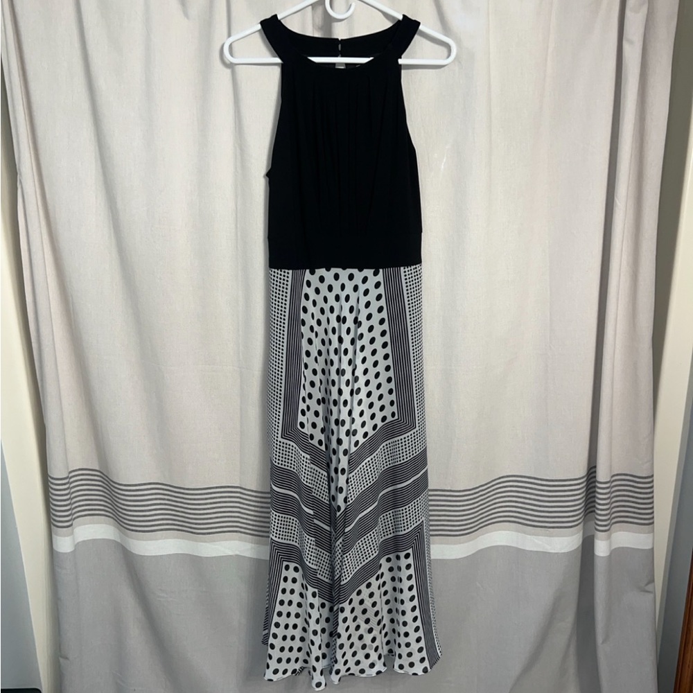 Studio One New York Black & White Polka Dot Maxi Dress Size 10